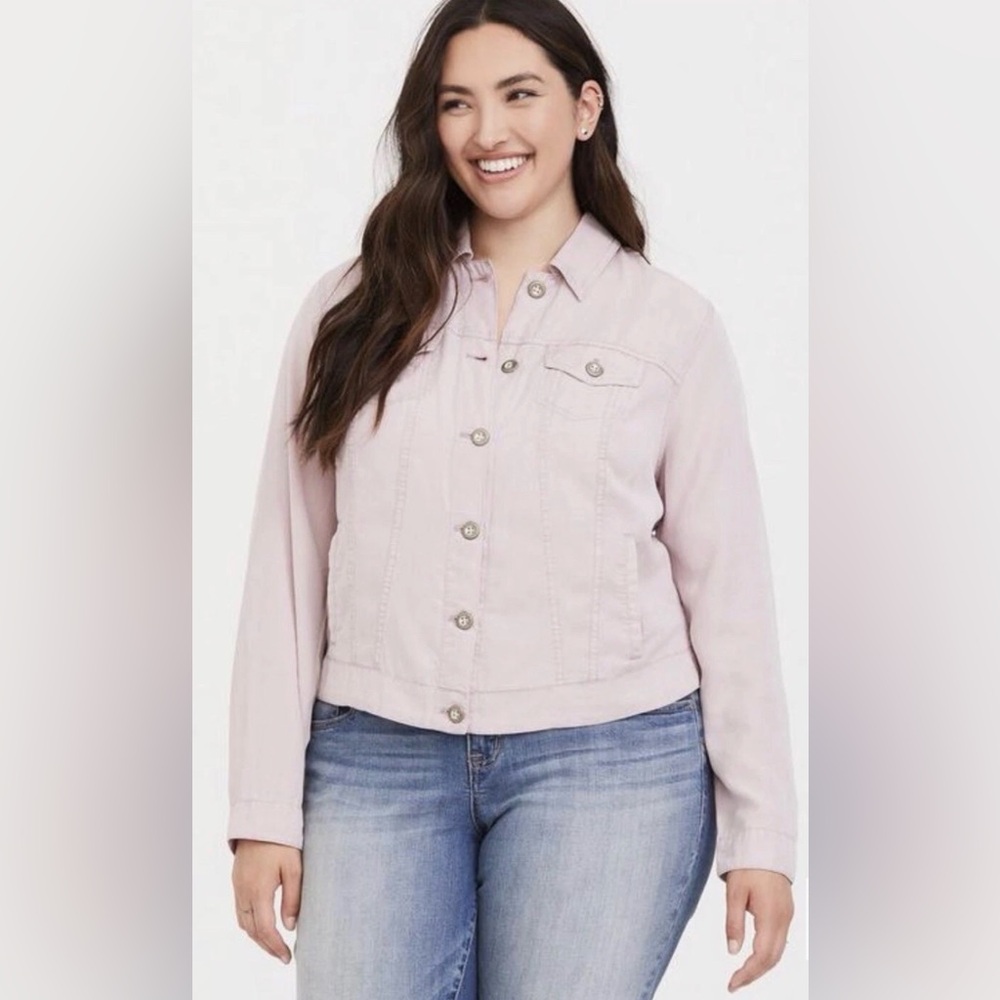 Torrid Pink Tencel Button Up Trucker Jacket 4X